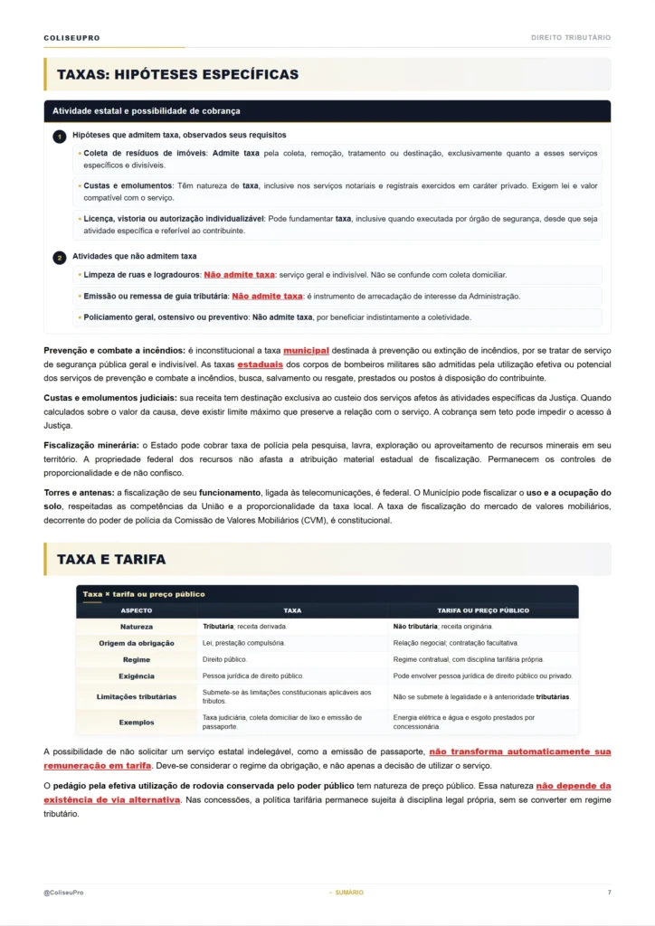 Amostra da Revisão Relâmpago de Direito Tributário, página 7.