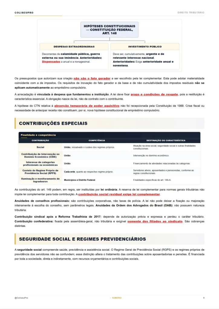 Amostra da Revisão Relâmpago de Direito Tributário, página 9.