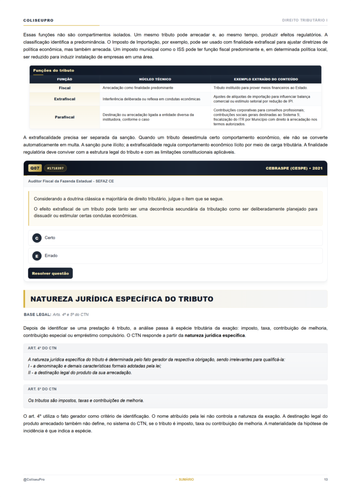 Amostra de Direito Tributário I, página 13 da aula Conceito de Tributo.